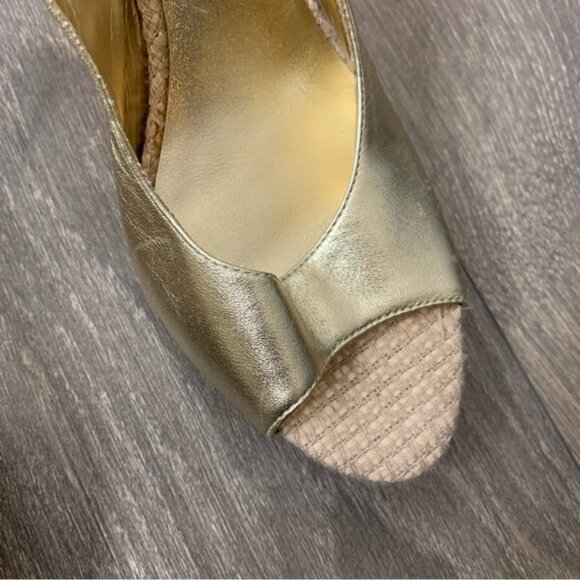 Aldo Women's Wedge Platform Sandals espadrilles Slingback Gold Y2k 2000s Size 9 - Picture 7 of 15